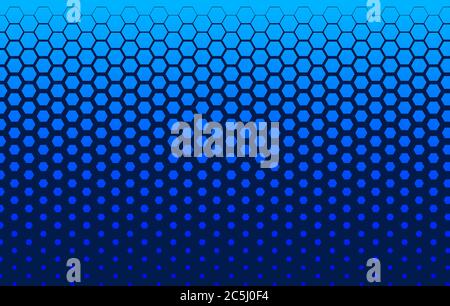 Halftone technology banner with hexagons, futuristic blue gradient background, digital element, hexagon pattern Stock Vector