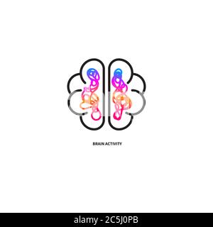 Brain activity, creative brain icon, intellectual development logo Stock Vector