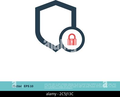 Shield and Padlock Icon Vector Logo Template Illustration Design. Vector EPS 10. Stock Vector