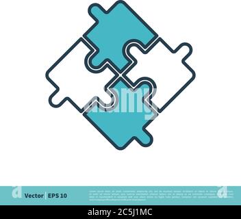 Jigsaw Puzzle Pieces Icon Vector Logo Template Illustration Design. Vector EPS 10. Stock Vector