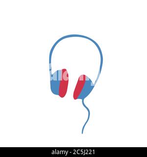Single hand-drawn headphone icon. Musical symbol. Vector Stock Vector