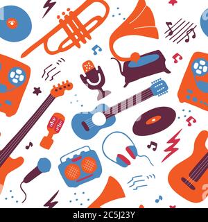 Bright seamless wallpaper. Musical texture for print and digital. Vector Stock Vector