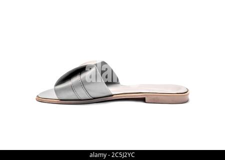 Grey women's sandals isolated on a white background. Stock Photo