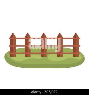 Brown wooden fence on white background. Vector illustration in trendy flat style. EPS 10. Stock Vector