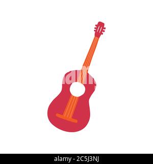 Single hand-drawn guitar icon. Symbol of a musical instrument. Vector Stock Vector