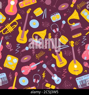 Bright seamless wallpaper. Musical texture for print and digital. Vector Stock Vector