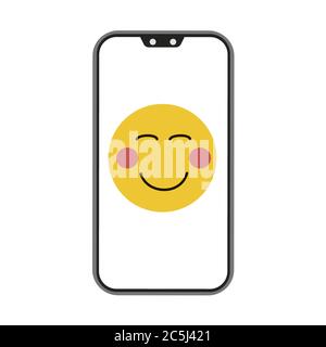 Phone and smile on white background. Vector illustration in trendy flat style. ESP 10. Stock Vector