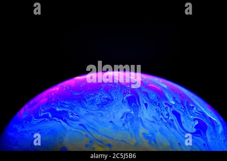 Macro photo of soap bubble color pattern. Stock Photo