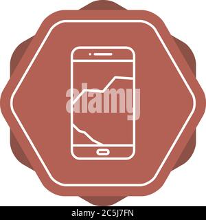 Unique Broken Cell Phone Vector Line Icon Stock Vector