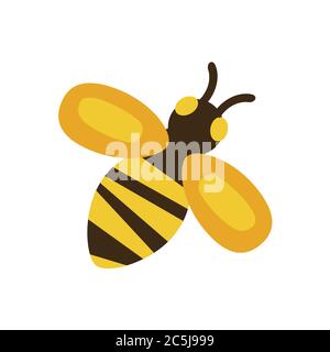 Bee, wasp on white background. Vector illustration in trendy flat style. EPS 10.  Stock Vector