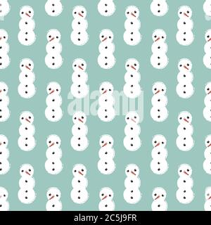 simple snowman seamless vector pattern Stock Vector