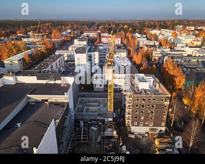 Joensuu, Finland - October 15, 2018: Aerial View of Construction Site. New Buildings in the Center of Joensuu. Stock Photo