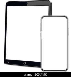 Tablet computer and smartphone template for adaptive design presentation Stock Vector