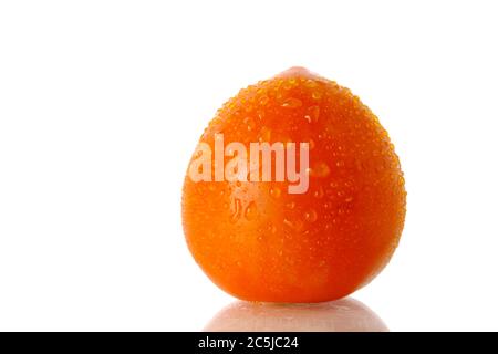 Close up fresh Tomato fruit with waterdrop isolated on white background Stock Photo