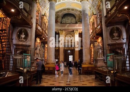 Retro vintage classic antique art interior decor design of Austrian National Library for Austrians people and foreign travelers travel visit at Neue B Stock Photo