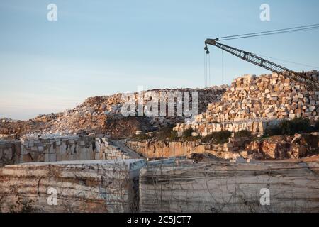 Marble mines red rocks in Estremoz Borba and Vila Vicosa, Alentejo, Portugal Stock Photo