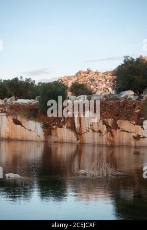 Marble mines red rocks in Estremoz Borba and Vila Vicosa, Alentejo, Portugal Stock Photo