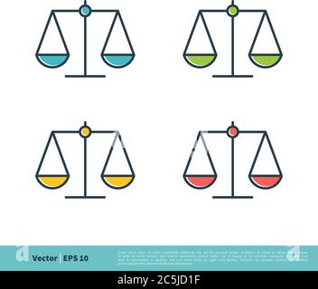 Set Scale of Justice, Law, Attorneys Icon Vector Logo Template Illustration Design. Vector EPS 10. Stock Vector