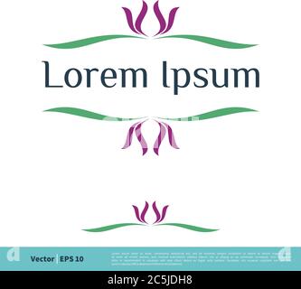 Lily, Lotus Flower Border Frame Logo Vector Template Illustration Design. Vector EPS 10. Stock Vector