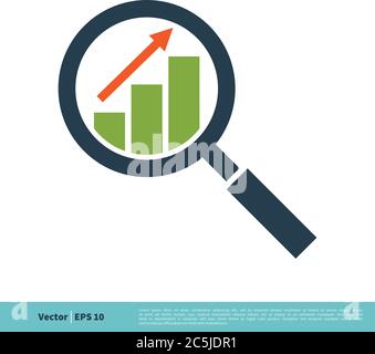Magnifying Glass Stock Exchange Finance Icon Vector Logo Template Illustration Design. Vector EPS 10. Stock Vector