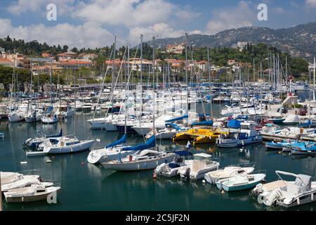 View over marina, Saint-Jean-Cap-Ferrat, Provence-Alpes-Cote d'Azur, France, Europe Stock Photo