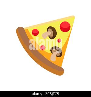 Fast food pizza slice on white background. Vector illustration in trendy flat style. ESP 10. Stock Vector