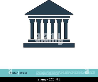 Building, Museum, Bank Icon Vector Logo Template Illustration Design. Vector EPS 10. Stock Vector