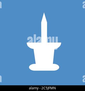 Push pin icon. For websites and apps. Image on blue background. Flat line vector illustration. Stock Vector