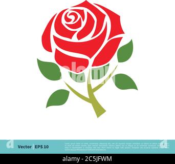 Red Rose Flower Icon Vector Logo Template Illustration Design. Vector EPS 10. Stock Vector