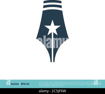 Pen Star Icon Vector Logo Template Illustration Design. Vector EPS 10. Stock Vector