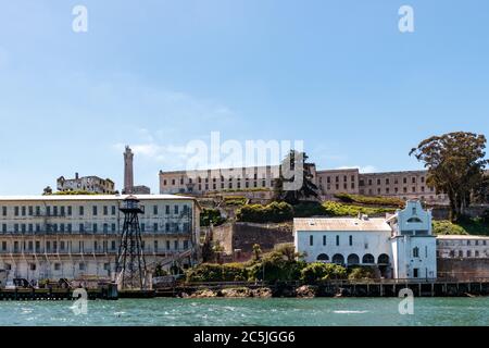 View of Alcatraz Island from San Francisco Bay Stock Photo