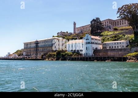 View of Alcatraz Island from San Francisco Bay Stock Photo