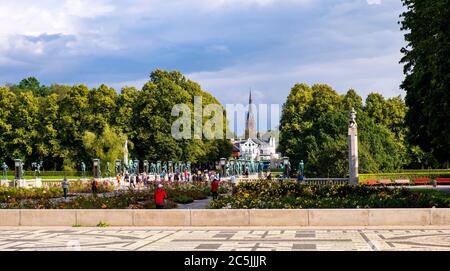 Oslo, Ostlandet / Norway - 2019/08/30: Panoramic view of Frogner Park, Frognerparken, in northwestern district of Oslo Stock Photo