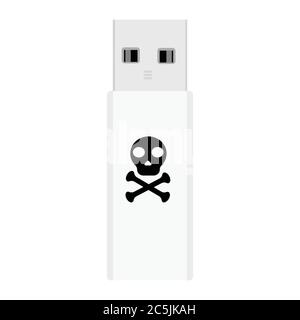 Computer infection concept. Computer virus on usb flash card. Danger malware infection concept. Stock Vector