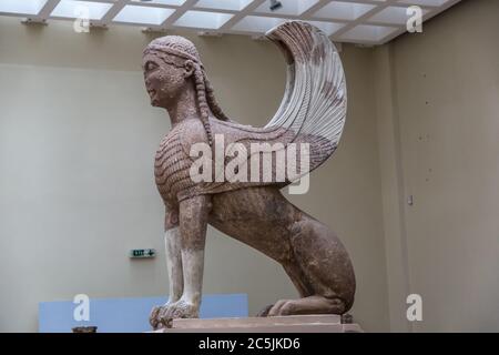 Statue of Sphinx in Delphi museum in Greece Stock Photo