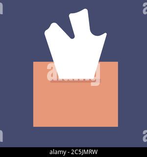 Paper napkins in tissue box. Modern vector illustration. Stock Vector