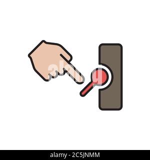 Switch off after use vector icon symbol energy saving isolated on white background Stock Vector