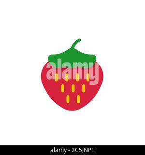 Strawberry vector icon symbol delicious fruit isolated on white background Stock Vector