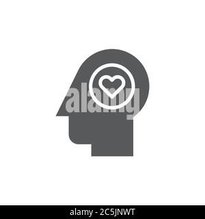 Thinking of love vector icon symbol fall in love isolated on white background Stock Vector