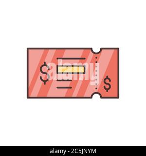 Ticket vector icon symbol permission isolated on white background Stock Vector