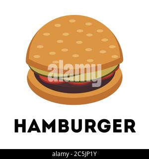 Hamburger on white background. Vector illustration in trendy flat style. ESP 10. Stock Vector
