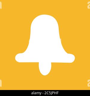 Bell icon. For websites and apps. Image on yellow background. Flat line vector illustration. Stock Vector