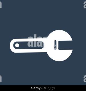 Adjustable wrench icon. For websites and apps. Image on black background. Flat line vector illustration. Stock Vector