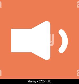 Low volume sign icon. For websites and apps. Image on red background. Flat line vector illustration. Stock Vector