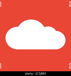 Cloud icon. For websites and apps. Image on red background. Flat line vector illustration. Stock Vector