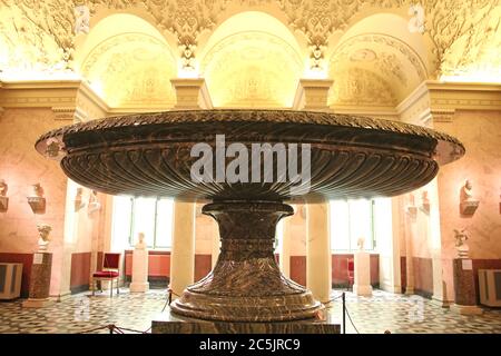 Large green marble vase on display in the State Hermitage Museum, St Petersburg, Russia. Stock Photo