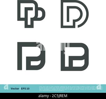D P Letter Set Icon vector Logo Template Illustration Design. Vector EPS 10. Stock Vector