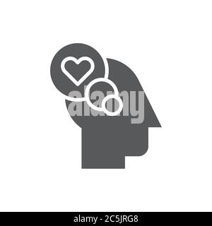 Thinking of love vector icon symbol fall in love isolated on white background Stock Vector