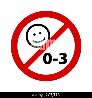 Not suitable for children under 3 years sign on white background. Vector illustration in trendy flat style. EPS 10 Stock Vector