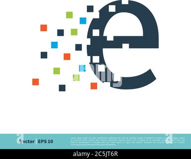 Letter E and Pixels Icon Vector Logo Template Illustration Design. Vector EPS 10. Stock Vector